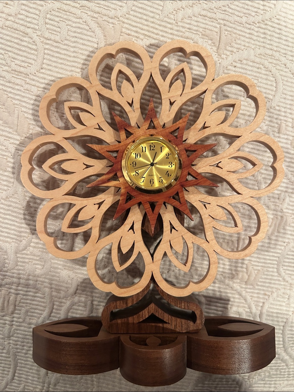 Handcrafted Woode Clock in Natural and Brown